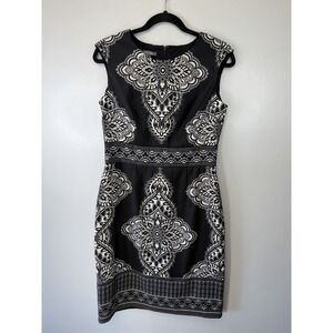 Roz & Ali Sleeveless Black & White Dress Workwear‎ Size 10